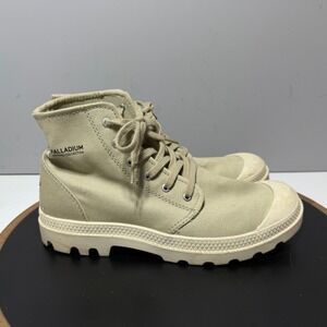 Palladium Pampa Hi Organic Boots Men 7.5 Women 9 Canvas Tan Saharan Gorpcore